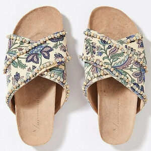 Anthropologie Marnie Embellished Slide Sandals Size 6 NWOT